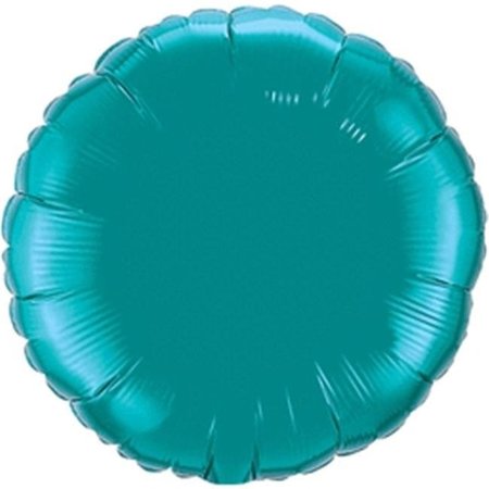 MAYFLOWER DISTRIBUTING Qualatex 17186 18 in. Teal Round Flat Foil Balloon - Pack of 5 17186